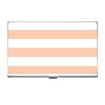 Horizontal Stripes - White and Apricot Orange Business Card Holder