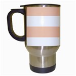 Horizontal Stripes - White and Apricot Orange Travel Mug (White)