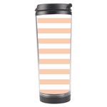 Horizontal Stripes - White and Apricot Orange Travel Tumbler
