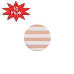Horizontal Stripes - White and Apricot Orange 1  Mini Button (10 pack)