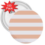 Horizontal Stripes - White and Apricot Orange 3  Button (100 pack)