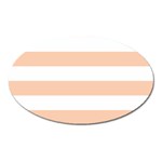 Horizontal Stripes - White and Apricot Orange Magnet (Oval)