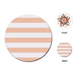 Horizontal Stripes - White and Apricot Orange Playing Cards (Round)
