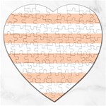 Horizontal Stripes - White and Apricot Orange Jigsaw Puzzle (Heart)