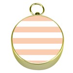 Horizontal Stripes - White and Apricot Orange Gold Compass