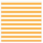 Horizontal Stripes - White and Pastel Orange Large Satin Scarf (Square)