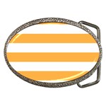 Horizontal Stripes - White and Pastel Orange Belt Buckle