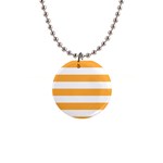 Horizontal Stripes - White and Pastel Orange 1  Button Necklace