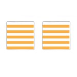 Horizontal Stripes - White and Pastel Orange Cufflinks (Square)