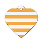Horizontal Stripes - White and Pastel Orange Dog Tag Heart (Two Sides)