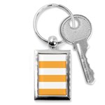 Horizontal Stripes - White and Pastel Orange Key Chain (Rectangle)