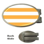 Horizontal Stripes - White and Pastel Orange Money Clip (Oval)