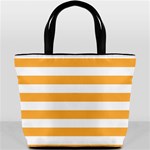 Horizontal Stripes - White and Pastel Orange Bucket Bag