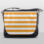 Horizontal Stripes - White and Pastel Orange Messenger Bag