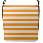 Horizontal Stripes - White and Pastel Orange Flap Closure Messenger Bag (S)