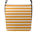 Horizontal Stripes - White and Pastel Orange Flap Closure Messenger Bag (L)