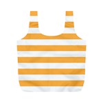 Horizontal Stripes - White and Pastel Orange Full Print Recycle Bag (M)