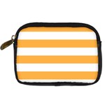 Horizontal Stripes - White and Pastel Orange Digital Camera Leather Case