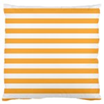 Horizontal Stripes - White and Pastel Orange Large Flano Cushion Case (Two Sides)