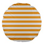 Horizontal Stripes - White and Pastel Orange Large 18  Premium Round Cushion
