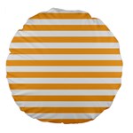 Horizontal Stripes - White and Pastel Orange Large 18  Premium Flano Round Cushion