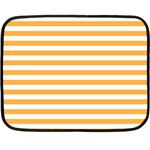 Horizontal Stripes - White and Pastel Orange Double Sided Fleece Blanket (Mini)
