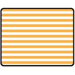 Horizontal Stripes - White and Pastel Orange Fleece Blanket (Medium) (One Side)