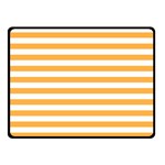 Horizontal Stripes - White and Pastel Orange Fleece Blanket (Small) (One Side)