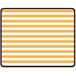 Horizontal Stripes - White and Pastel Orange Double Sided Fleece Blanket (Medium) (Two Sides)