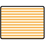 Horizontal Stripes - White and Pastel Orange Double Sided Fleece Blanket (Large) (Two Sides)