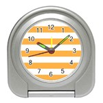 Horizontal Stripes - White and Pastel Orange Desk Alarm Clock