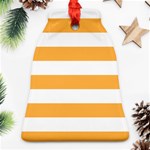 Horizontal Stripes - White and Pastel Orange Ornament (Bell)
