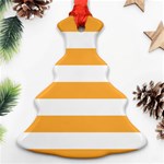 Horizontal Stripes - White and Pastel Orange Christmas Tree Ornament (Two Sides)