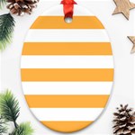 Horizontal Stripes - White and Pastel Orange Oval Ornament (Two Sides)