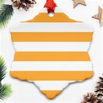 Horizontal Stripes - White and Pastel Orange Snowflake Ornament (Two Sides)