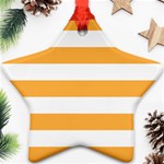Horizontal Stripes - White and Pastel Orange Star Ornament (Two Sides)