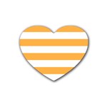 Horizontal Stripes - White and Pastel Orange Heart Coaster (4 pack)