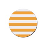 Horizontal Stripes - White and Pastel Orange Rubber Coaster (Round)