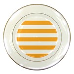 Horizontal Stripes - White and Pastel Orange Porcelain Plate