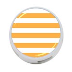 Horizontal Stripes - White and Pastel Orange 4-Port USB Hub (One Side)