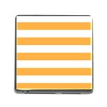 Horizontal Stripes - White and Pastel Orange Memory Card Reader (Square)