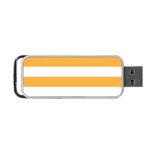 Horizontal Stripes - White and Pastel Orange Portable USB Flash (One Side)