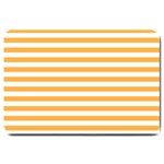 Horizontal Stripes - White and Pastel Orange Large Doormat