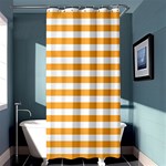 Horizontal Stripes - White and Pastel Orange Shower Curtain 36  x 72  (Stall)
