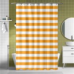 Horizontal Stripes - White and Pastel Orange Shower Curtain 48  x 72  (Small)