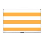 Horizontal Stripes - White and Pastel Orange Business Card Holder