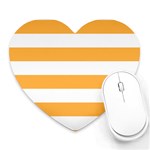Horizontal Stripes - White and Pastel Orange Heart Mousepad