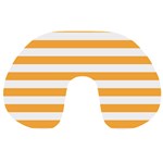 Horizontal Stripes - White and Pastel Orange Travel Neck Pillow