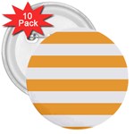 Horizontal Stripes - White and Pastel Orange 3  Button (10 pack)