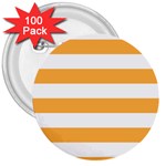 Horizontal Stripes - White and Pastel Orange 3  Button (100 pack)